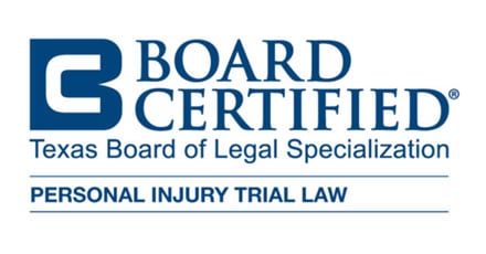 Board-Certified in Personal Injury Trial Law, by the Texas Board of Legal Specialization