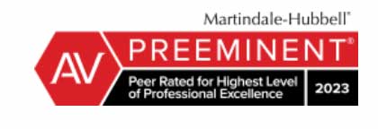 Martindale-Hubbell | AV Preeminent | Peer Rated for Hightest Level of Professional Excellence | 2023